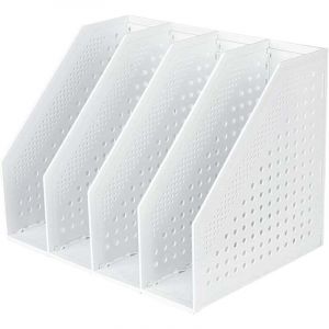 Porte-revues pliable &agrave; 4 compartiments, bo&icirc;te de rangement ajustable, organiseur de bureau, serre-livres, porte-documents, support, classeur,