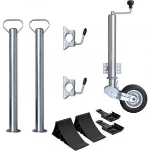 Vidaxl - Roue jockey pliable 60 mm 2 tubes de support 2 pinces fendues