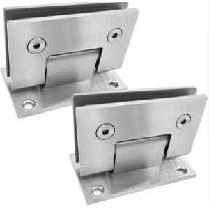 Charni&egrave;re de porte en verre sans cadre en acier inoxydable 304, charni&egrave;re de douche &agrave; clip pour verre de salle de bain &agrave; 90 degr&eacute;s, 2pcs
