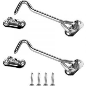 2 pcs Acier INOX Argent ,Crochet Cabine Crochet Fermeture Porte Verrous et Boulons pour Serrures Porte Loquet Portail Support Fen&ecirc;tre pour Entretoise