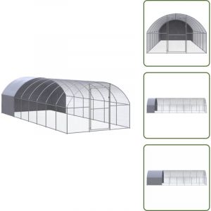 Poulailler d'ext&eacute;rieur 3x8x2 m Acier galvanis&eacute; - Poulailler Ext&eacute;rieur - Abri Pour Oiseaux - Coop Pour Poules - Poulailler En M&eacute;tal - Cage Pour Animaux