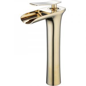 Mitigeur Cascade Robinet Grand Corps 1 Trou Montage Lavabo Robinets De Lavabo De Salle De Bains Or Chrome Mitigeur Lavabo Chaud Et