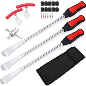 23 pi&egrave;ces Demonte Pneu Moto, d&eacute;monte Pneu Outil avec 3 Protections de Jantes, Outils de D&eacute;montage Pneus Durables pour Trottinette &eacute;lectrique Moto