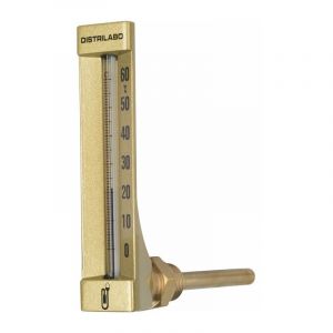 Thermom&egrave;tre coud&eacute; bo&icirc;tier aluminium pour plancher chauffant - 100 mm - Distrilabo