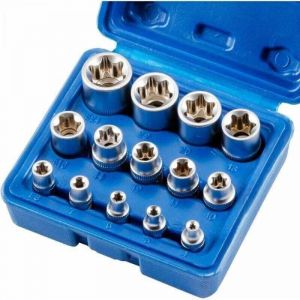 Douille et embout pour cl&eacute;, Lot de 14 douilles Torx femelles E4-E24 E-Torx hexagonales