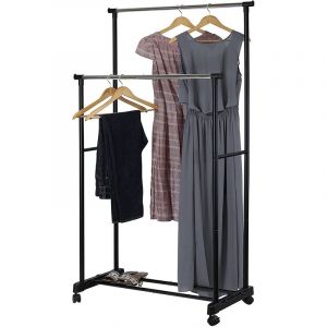 Haloyo - Double Barre Porte-manteau, Rangement Vêtement, Capacité de Charge 90 kg,noir