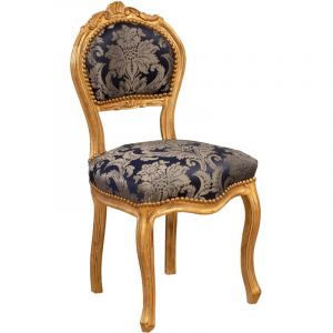 Biscottini - Chaise de salon dorée Louis xvi 90x45x42 Chaise en bois Fauteuil de chambre à coucher Style français Fauteuil baroque rembourré
