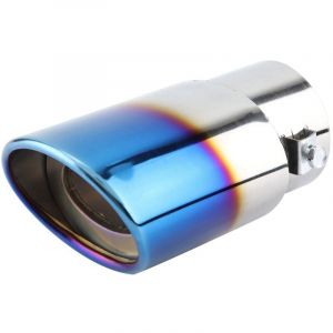 1 embout de silencieux, 53-38mm Tuyau d'Échappement Arrière de Voiture d'Acier Inoxydable de Chrome Embout de Silencieux Arrière Universel Bleu