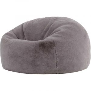 icon Pouf classique Kingston en imitation fourrure luxueuse de lapin, Pouf Fauteuil de Salon, Chambre, pour Adulte et Enfant, Gris, OEKO-TEX