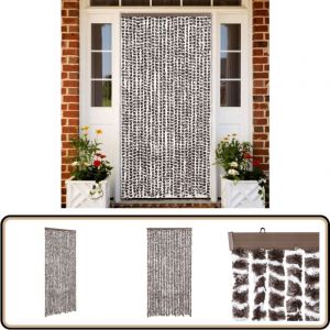 Vidaxl - Rideau anti-mouches marron et blanc 100x200 cm chenille - Rideau Anti-moustique - Rideau Insecte - Protection Contre Les Insectes