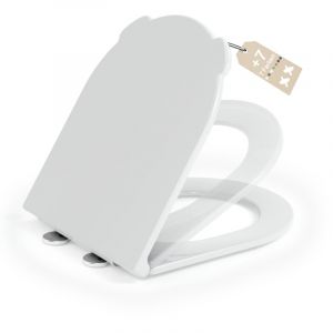 AquaWise Abattant WC avec Frein de Chute Cuvette WC Charni&egrave;re R&eacute;glable D&eacute;montage Rapide Duroplast Facile Nettoyer Blanc