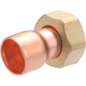 Noyon&thiebault - Raccord 2 pi&egrave;ces droit laiton &agrave; visser femelle &eacute;crou prisonnier F1/2' (15x21) / cuivre &agrave; souder &oslash; 16 mm - 777-1516L1