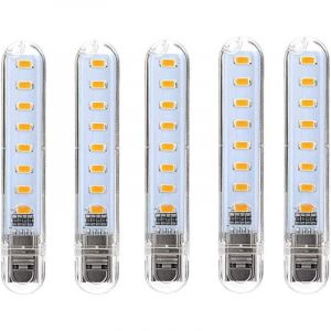 Treetalk - Lampe led usb, led Mini Portable usb Lampe, 5 Pièces Lumière De Clavier D'ordinateur, Pour pc, Ordinateur, Batterie Externe (Blanc froid)