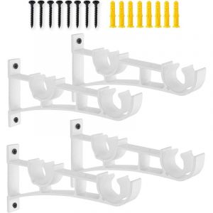 Support de tringle à rideau, double rail,fixé au mur, crochets de tringle, 1 paire pour tringle 28mm-32mm, (tringle double, blanc)