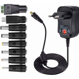 12W Universel AC DC Adaptateur d'alimentation 3V 4,5V 5V 6V 7,5V 9V et 12 V avec 8 Connecteurs d'adaptateur S&eacute;lectionnables, 1000 mA Max, 115cm C&acirc;ble