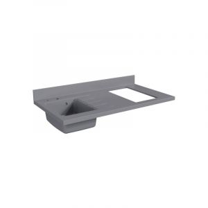 Plan de travail monobloc PlaniQuartz avec évier - 120 cm - Cromo - évier à gauche - Plaque de cuisson Non inclus