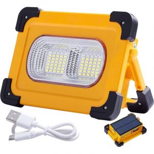 80W Projecteur LED Rechargeable, 4 Modes Lampe de Travail Solaire Portable avec USB, Projecteur de Chantier d'urgence &eacute;tanche avec Batterie 11000mAh