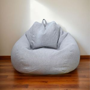 Housse pouf imperm&eacute;able polyester forme poire adulte, grand pouf jeu salon jardin gris 100x120 cm