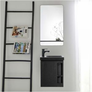 Mob-in - Ensemble lave-mains hampton avec robinet noir et miroir tablette