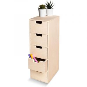 Creative Deco - Petite Commode Bois 5 Tiroirs 15x20,5x47cm Organisateur Bureau