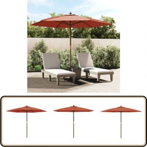 Parasol de jardin avec mât en bois terre cuite 299x240 cm - Parasol De Jardin - Parasol Exterieur - Parasol Rectangulaire - Parasol Beige - Parasol