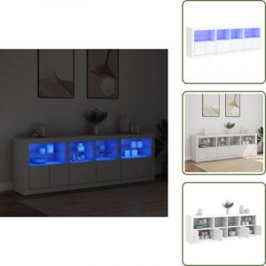 The Living Store - Buffet avec lumi&egrave;res led blanc 202x37x67 cm - Meuble De Rangement - Buffet - Meuble Tv - Luminaire Led - D&eacute;coration Int&eacute;rieure