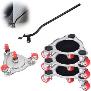 5 Pièces Roulettes pour Meubles Kit, 4 Roulette Charge Lourde Triangulaires+1 Levier, Portant un Poids de 1800 Catties Chariot de Transport