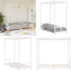 Vidaxl - Cadre de lit pour enfants blanc 80x200 cm bois de pin massif - Lit Bébé - Lit Enfant - Cadre De Lit - Bois De Pin - Design Baldaquin - Home