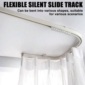Tringle &agrave; rideaux, tringle &agrave; rideaux de plafond flexible de 5 m&egrave;tres, tringle &agrave; rideaux incurv&eacute;e avec roulettes silencieuses pour rideaux, s&eacute;parateur