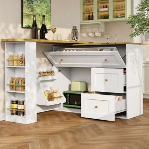 Table de bar extensible avec rangement (138-204&times;39&times;105cm), meuble de cuisine, buffet avec &eacute;tag&egrave;re snack, table de bar t&eacute;lescopique, table haute,