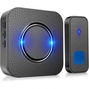 Dpzo - Sonnette sans Fil, 300M Sonnette de Porte IP55 Étanche Carillon Electronique, Kit de Carillon avec Récepteurs Enfichables pour la Maison, 55