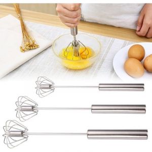 3pcs Fouet, Batteur &agrave; &oelig;ufs Manuel en Acier Inoxydable, Batteur Manuel Semi-Automatique Batteur M&eacute;langer (Silber, 10+12+14in)