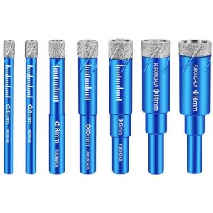 Forets M&egrave;ches diamant, Coffret 7 M&egrave;ches Foret Diamant Jeu de forets pour carrelage Foret &agrave; m&eacute;tau, 5/6/8/10/12/14/16mm - pour Carrelage C&eacute;ramique Gr&egrave;s