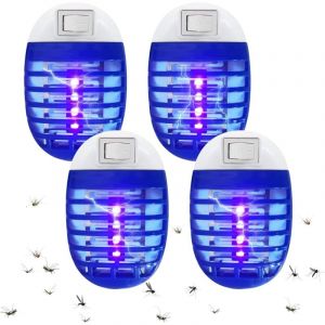 Lampe &eacute;lectrique Anti-moustiques, 4 pi&egrave;ces, pi&egrave;ges &agrave; moustiques avec Lampes UV, Prise Anti-moustiques, pour Mites, Mouches, moustiques, int&eacute;rieur