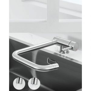 Anycee Max - Mitigeur Cuisine Rabattable, Robinet Cuisine Pliable avec 2 jets &agrave; choix avec bec orientable 360&deg;, Mitigeur de cuisine sous fen&ecirc;tre