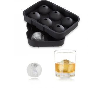 Bac &agrave; gla&ccedil;ons en forme de boule, lot de 2, 4,5 cm, moule en silicone, deux pi&egrave;ces, HxlxP: 5 x 18 x 13 cm, noir