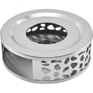 Chauffe-Th&eacute;i&egrave;re en Acier Inoxydable Teapot Warmer Chauffe Plat avec Bougie Support Bougie Chauffe-Base Plat Th&eacute;i&egrave;re R&eacute;chauffeur avec Porte-Bougie