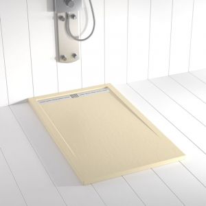 Receveur de douche Resine FLOW Creme - 90x190 cm - Grille + Valve OFFERTE