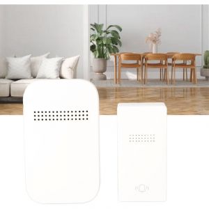 Sonnette de porte autonome avec r&eacute;cepteur Sonnerie automatique Bouton poussoir Sonnette de porte sans fil--