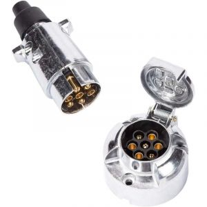 Prise Remorque & Prise 7 Broches M&eacute;tal, 12V &Eacute;tanche Prise pour Remorque 7 Broches Mate Prise Attelage 7 Broches, Prise Remorque 7 Broches Convient