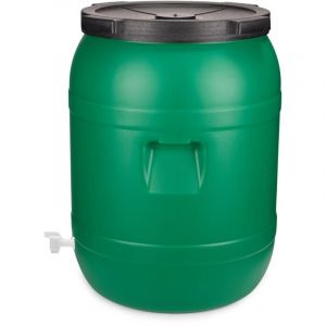 Garronda 220L F&ucirc;t Plastique Alimentaire avec Robinet &ndash; R&eacute;cup&eacute;rateur d'eau sans BPA pour Eau, Fermentation, Croquettes, Choucroute GD-0142