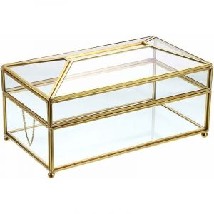 Distributeur/Bo&icirc;te &agrave; Mouchoir Rectangulaire en Verre Transparent pour la Famille, Le Bureau, la Tablette etc. - Ahlsen