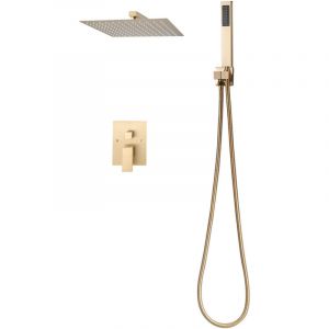 Mophorn Ensemble de robinetterie de douche encastrable, syst&egrave;me de douche avec pommeau carr&eacute; de 30,5 cm, douchette &agrave; main et kit de garniture,