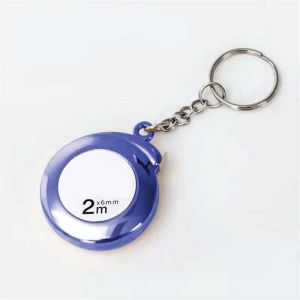Porte-cl&eacute;s mini m&egrave;tre ruban bleu de 2 m, m&egrave;tre ruban portable pratique pour les mesures quotidiennes
