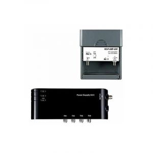 Hdme - kit préamplificateur 4/1 tv amplificateur + alimentation 4 sorties tv pour antenne terrestre tnt