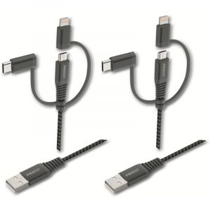 PROUSER Ensemble de c&acirc;bles USB 3-en-1, lot de 2, 50 cm / 100 cm