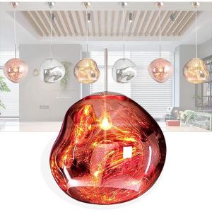 Lustre boule en verre rouge 20cm &ndash; Suspension LED r&eacute;glable 150cm &ndash; Culot E27 pour &eacute;clairage int&eacute;rieur &ndash; Design moderne pour salon et chambre