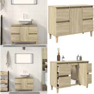 Vidaxl - Meuble d'évier chêne sonoma 80x33x60 cm bois d'ingénierie - Meubles De Salle De Bain - Armoire De Lavabo - Meuble Vasque - Rangement Salle