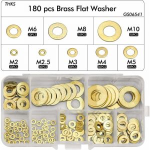 180pcs Rondelle Plate, Joint Rondelle Plate en Laiton Assortiment, M2 M2.5 M3 M4 M5 M6 M8 M10 Rondelle Plate pour L'étanchéité des Vis Bagues