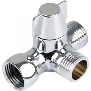 Valve 3 Voies En Laiton Massif, Inverseur à 3 Voies Commutateur Vanne, Vanne DéRivation Douche à 3 Voies, Vanne D'Adaptateur En T G1 / 2", Pour